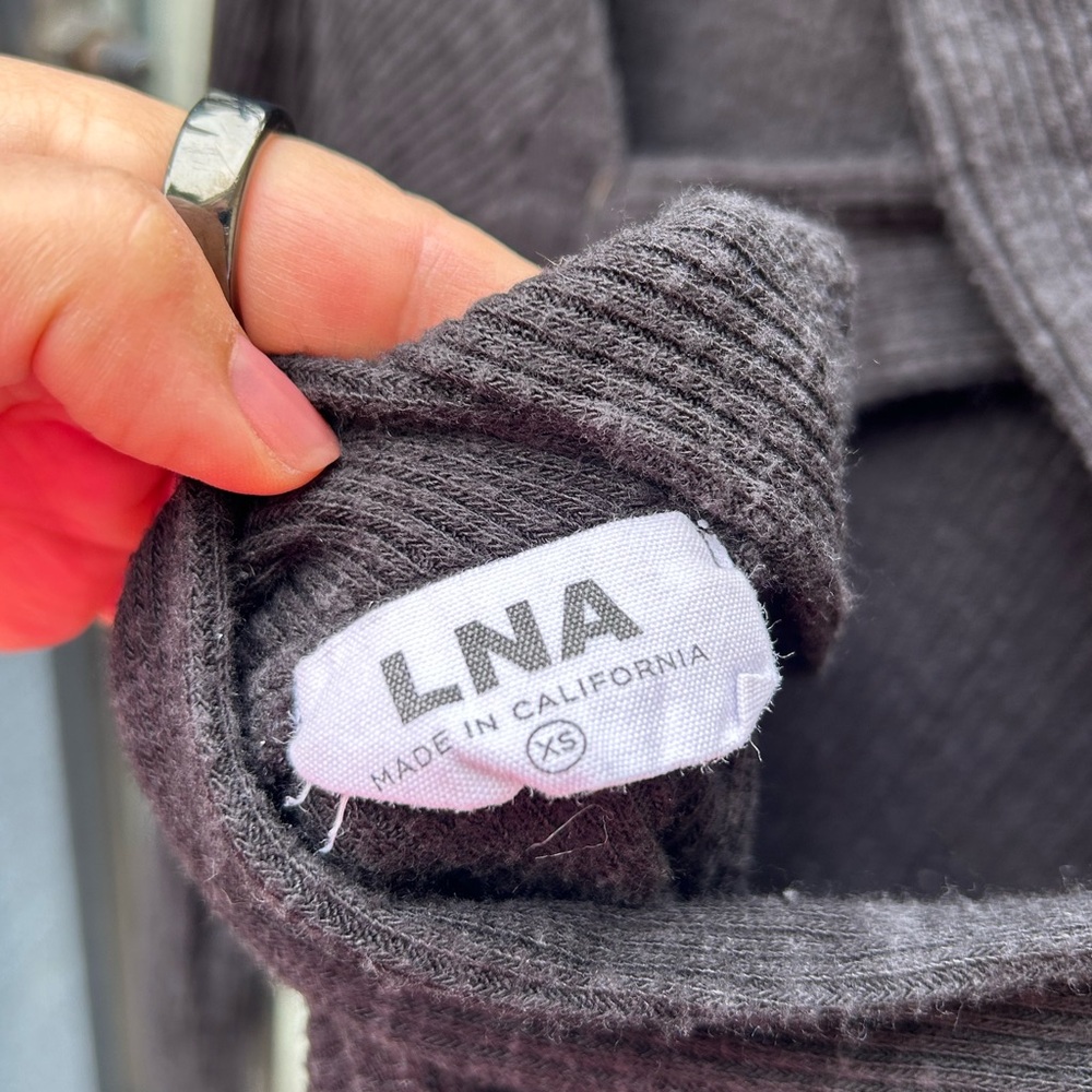 LNA Charcoal Ribbed Knit Top - Picture 3 of 3